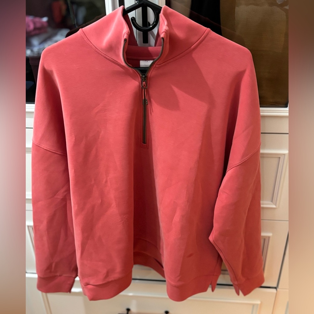 1/4 zip coral sweater. Perfect for summer nights